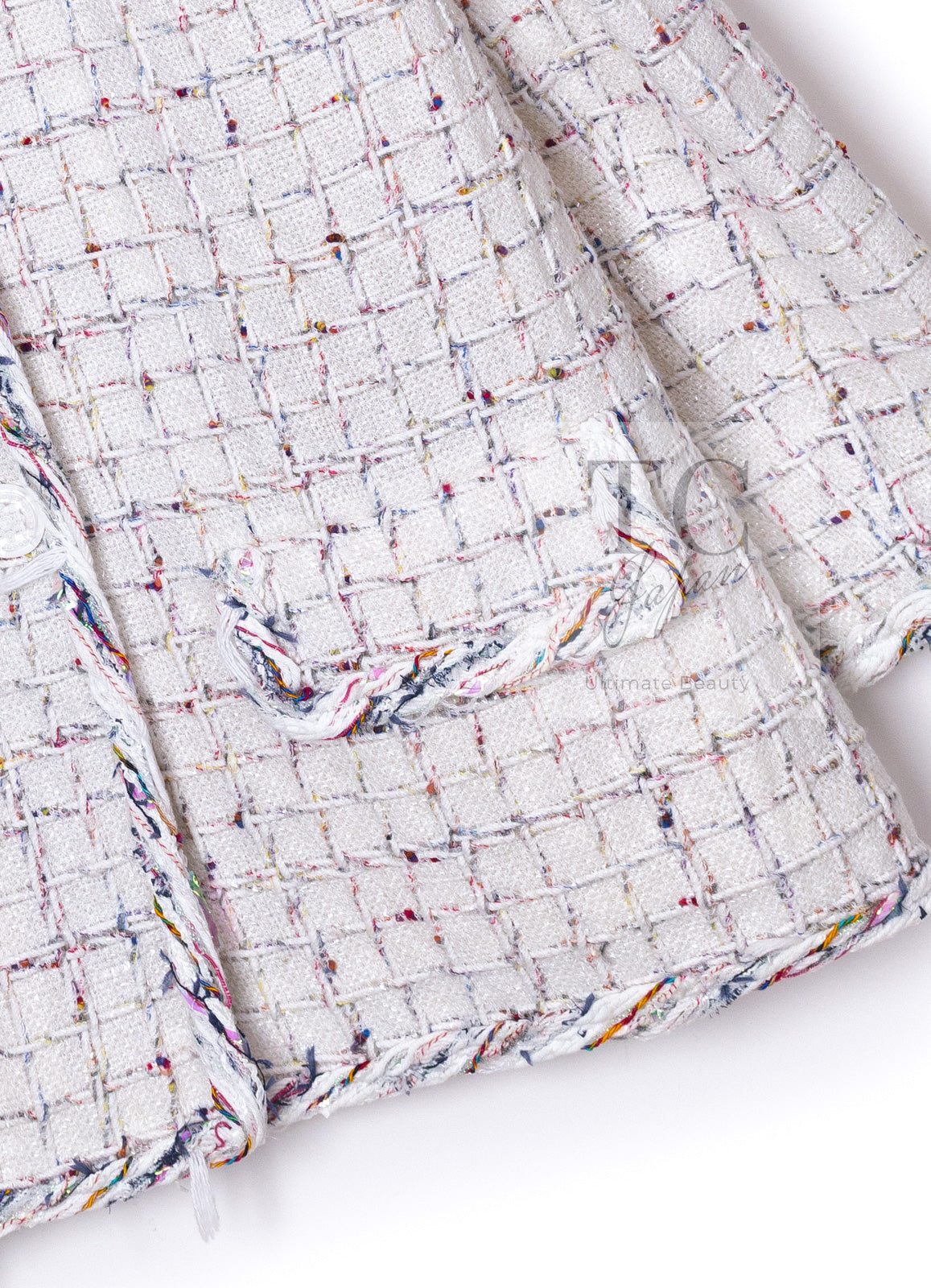 シャネル ジャケット CHANEL ホワイト ミックス コットン ツイード