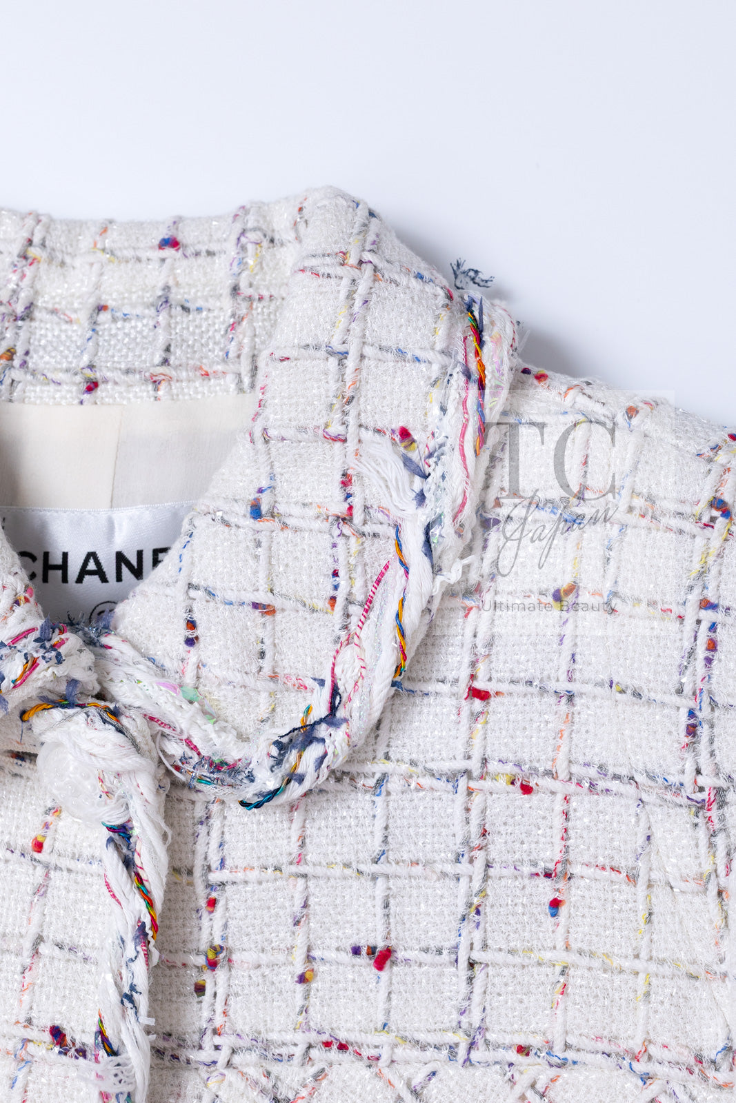 シャネル ジャケット CHANEL ホワイト ミックス コットン ツイード