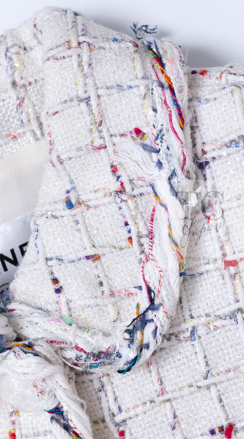 CHANEL 18S White Mix Cotton Tweed Coat Jacket 36 38 シャネル ホワイト ミックス コットン ツイード コート ジャケット 即発