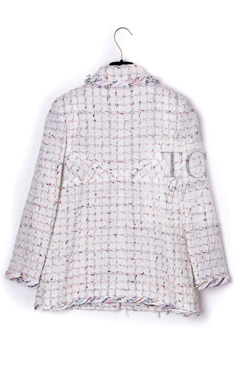 CHANEL 18S White Mix Cotton Tweed Coat Jacket 36 38 シャネル ホワイト ミックス コットン ツイード コート ジャケット 即発