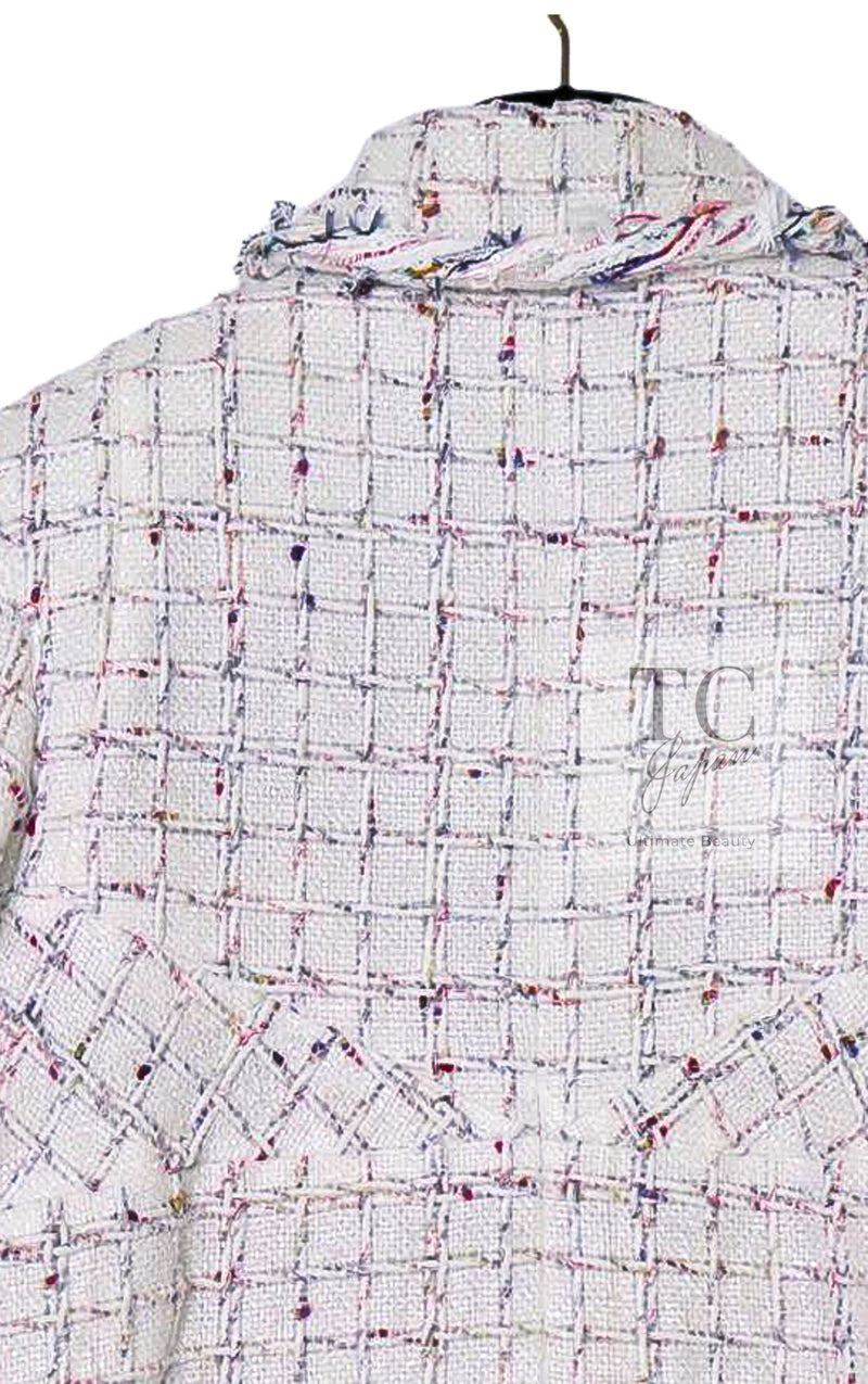 CHANEL 18S White Mix Cotton Tweed Coat Jacket 36 38 シャネル ホワイト ミックス コットン ツイード コート ジャケット 即発