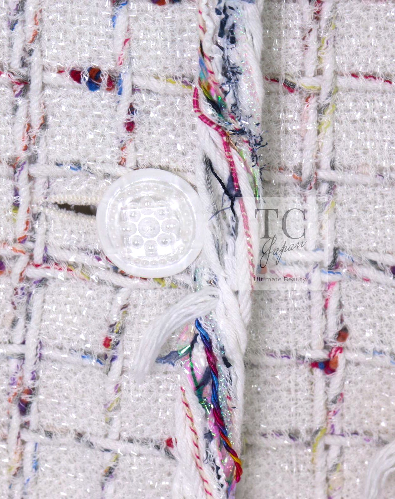 CHANEL 18S White Mix Cotton Tweed Coat Jacket 36 38 シャネル ホワイト ミックス コットン ツイード コート ジャケット 即発