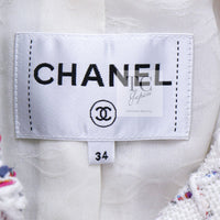 CHANEL 18S White Mix Cotton Tweed Coat Jacket 36 38 シャネル ホワイト ミックス コットン ツイード コート ジャケット 即発