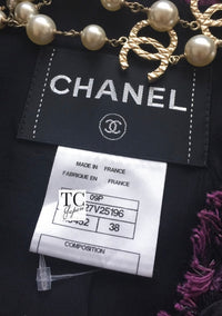 CHANEL 09S Purple Black Houndstooth Silk Tweed Jacket 38 シャネル パープル ブラック 千鳥柄 シルク ツイード ジャケット - TC JAPAN