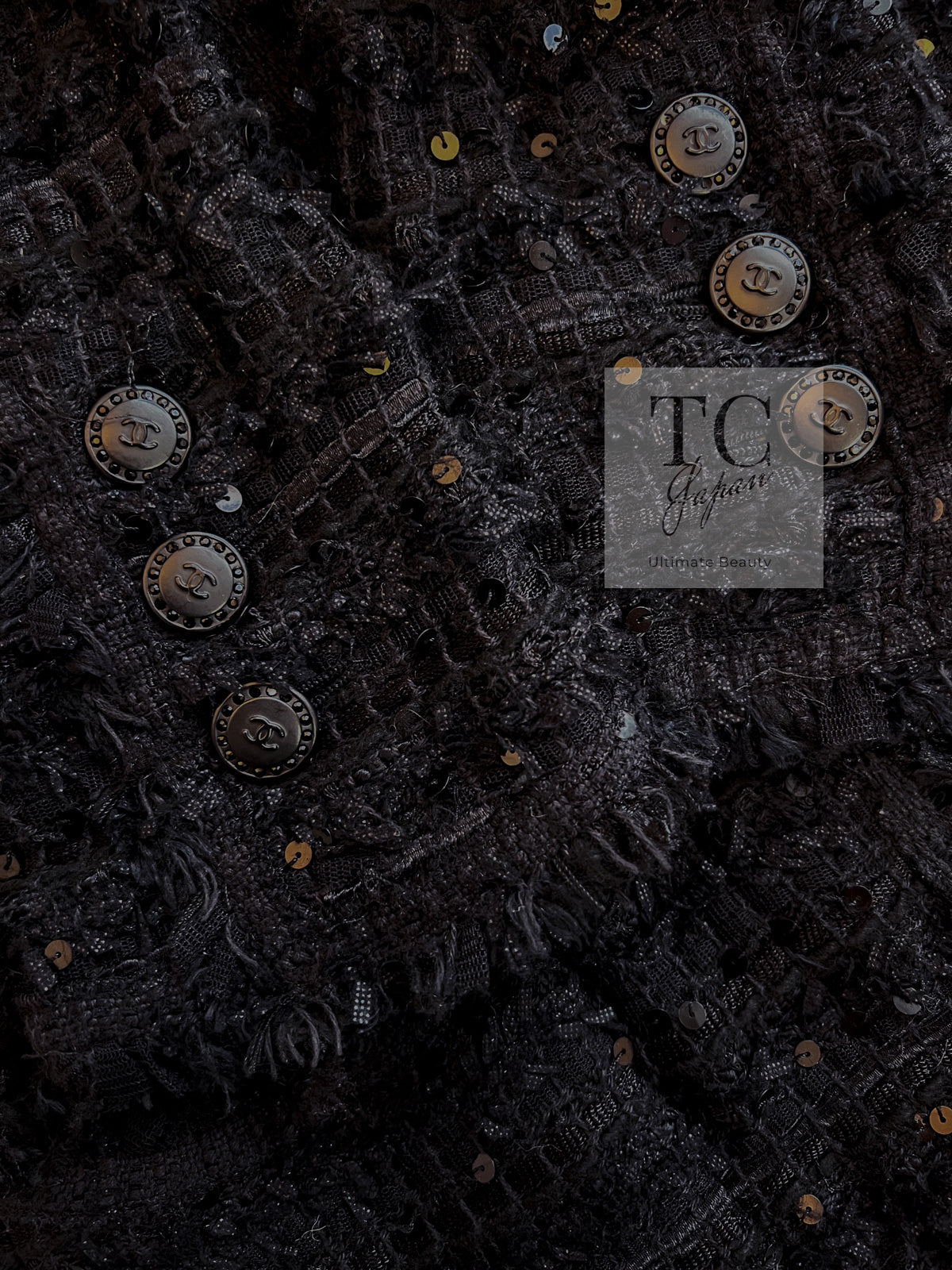 CHANEL 05S Black Sequin Embellishments Tweed Jacket 36 シャネル ブラック スパンコール ツイード ジャケット 即発