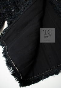 CHANEL 05S Black Sequin Embellishments Tweed Jacket 36 シャネル ブラック スパンコール ツイード ジャケット 即発