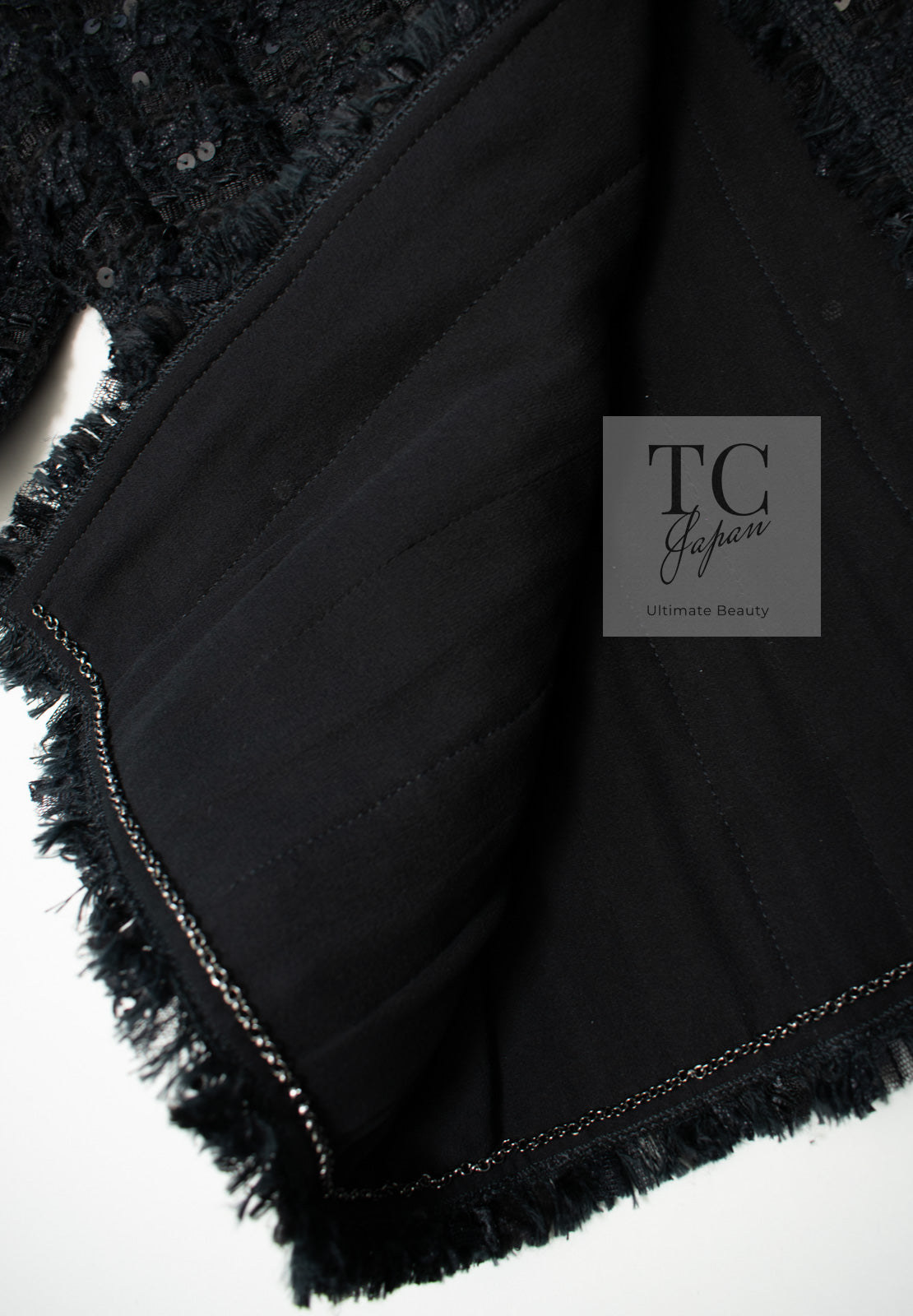 CHANEL 05S Black Sequin Embellishments Tweed Jacket 36 シャネル ブラック スパンコール ツイード ジャケット 即発