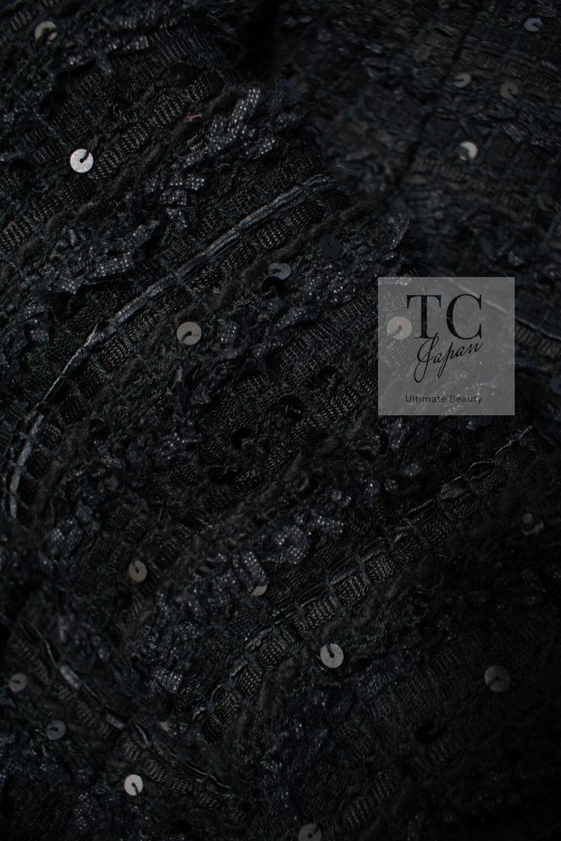 CHANEL 05S Black Sequin Embellishments Tweed Jacket 36 シャネル ブラック スパンコール ツイード ジャケット 即発