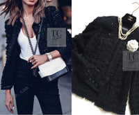 CHANEL 05S Black Sequin Embellishments Tweed Jacket 36 シャネル ブラック スパンコール ツイード ジャケット 即発