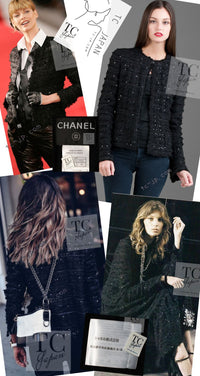 CHANEL 05S Black Sequin Embellishments Tweed Jacket 36 シャネル ブラック スパンコール ツイード ジャケット 即発
