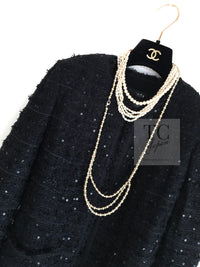 CHANEL 05S Black Sequin Embellishments Tweed Jacket 36 シャネル ブラック スパンコール ツイード ジャケット 即発
