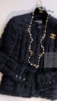 CHANEL 05S Black Sequin Embellishments Tweed Jacket 36 シャネル ブラック スパンコール ツイード ジャケット 即発