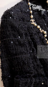 CHANEL 05S Black Sequin Embellishments Tweed Jacket 36 シャネル ブラック スパンコール ツイード ジャケット 即発