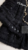 CHANEL 05S Black Sequin Embellishments Tweed Jacket 36 シャネル ブラック スパンコール ツイード ジャケット 即発