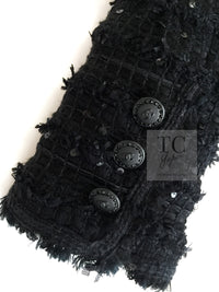 CHANEL 05S Black Sequin Embellishments Tweed Jacket 36 シャネル ブラック スパンコール ツイード ジャケット 即発