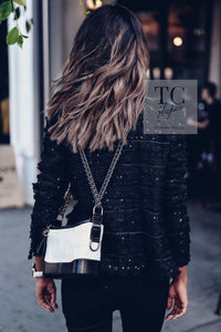 CHANEL 05S Black Sequin Embellishments Tweed Jacket 36 シャネル ブラック スパンコール ツイード ジャケット 即発