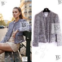 CHANEL 03A Lavender Pink Gray Multicolor Lesage Wool Tweed Jacket 34 36 シャネル ラベンダー ピンク グレー ルサージュ ツイード ジャケット 即発