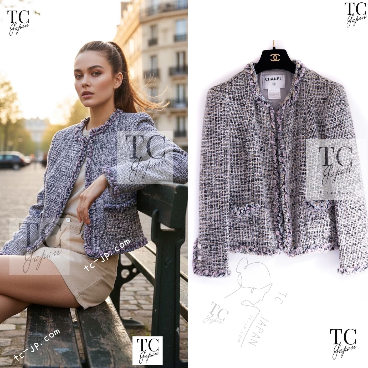 CHANEL 03A Lavender Pink Gray Multicolor Lesage Wool Tweed Jacket 34 36 シャネル ラベンダー ピンク グレー ルサージュ ツイード ジャケット 即発