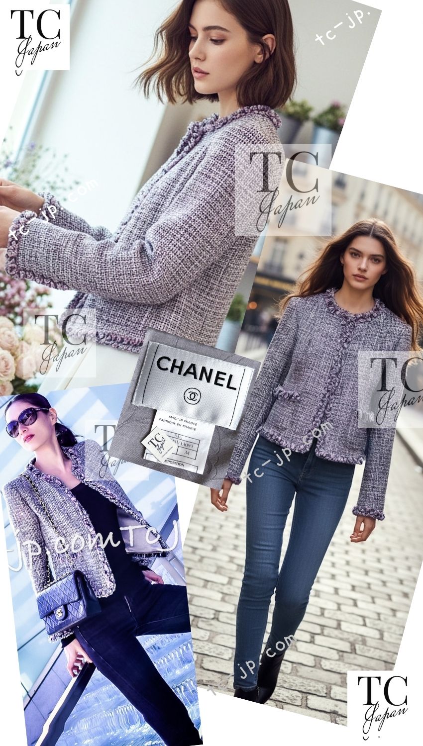 CHANEL 03A Lavender Pink Gray Multicolor Lesage Wool Tweed Jacket 34 36 シャネル ラベンダー ピンク グレー ルサージュ ツイード ジャケット 即発