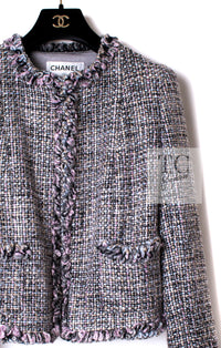 CHANEL 03A Lavender Pink Gray Multicolor Lesage Wool Tweed Jacket 34 36 シャネル ラベンダー ピンク グレー ルサージュ ツイード ジャケット 即発
