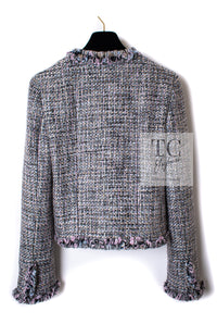 CHANEL 03A Lavender Pink Gray Multicolor Lesage Wool Tweed Jacket 34 36 シャネル ラベンダー ピンク グレー ルサージュ ツイード ジャケット 即発