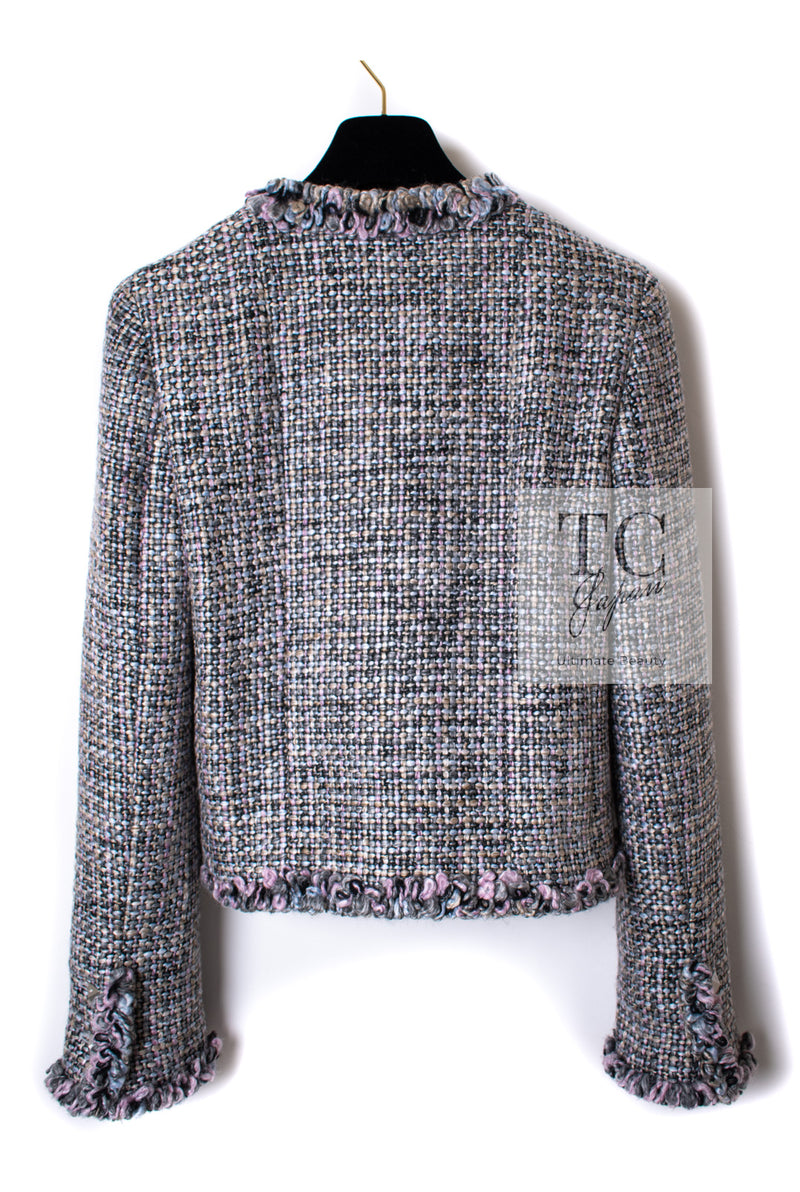 CHANEL 03A Lavender Pink Gray Multicolor Lesage Wool Tweed Jacket 34 36 シャネル ラベンダー ピンク グレー ルサージュ ツイード ジャケット 即発