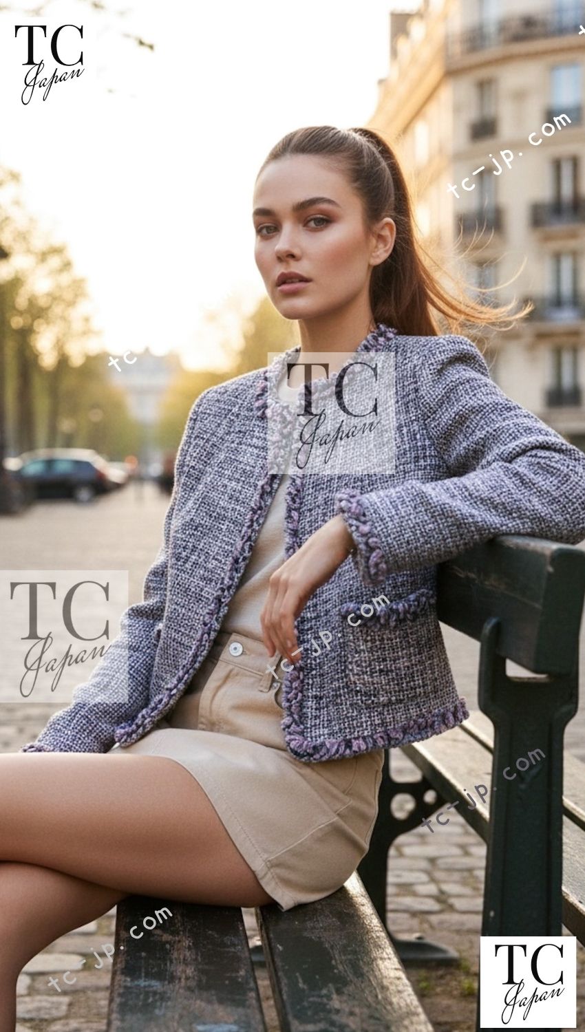 CHANEL 03A Lavender Pink Gray Multicolor Lesage Wool Tweed Jacket 34 36 シャネル ラベンダー ピンク グレー ルサージュ ツイード ジャケット 即発