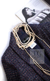 CHANEL 14B Navy Purple Metallic Tweed Jacket 36 38 シャネル ネイビー パープル メタリック ツイード ジャケット 即発