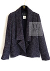 CHANEL 14B Navy Purple Metallic Tweed Jacket 36 38 シャネル ネイビー パープル メタリック ツイード ジャケット 即発