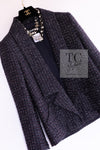 CHANEL 14B Navy Purple Metallic Tweed Jacket 36 38 シャネル ネイビー パープル メタリック ツイード ジャケット 即発