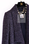 CHANEL 14B Navy Purple Metallic Tweed Jacket 36 38 シャネル ネイビー パープル メタリック ツイード ジャケット 即発