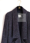 CHANEL 14B Navy Purple Metallic Tweed Jacket 36 38 シャネル ネイビー パープル メタリック ツイード ジャケット 即発