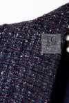 CHANEL 14B Navy Purple Metallic Tweed Jacket 36 38 シャネル ネイビー パープル メタリック ツイード ジャケット 即発