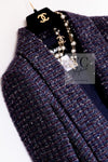 CHANEL 14B Navy Purple Metallic Tweed Jacket 36 38 シャネル ネイビー パープル メタリック ツイード ジャケット 即発