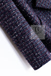 CHANEL 14B Navy Purple Metallic Tweed Jacket 36 38 シャネル ネイビー パープル メタリック ツイード ジャケット 即発