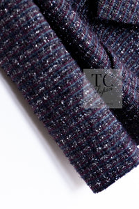 CHANEL 14B Navy Purple Metallic Tweed Jacket 36 38 シャネル ネイビー パープル メタリック ツイード ジャケット 即発