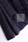 CHANEL 14B Navy Purple Metallic Tweed Jacket 36 38 シャネル ネイビー パープル メタリック ツイード ジャケット 即発