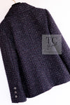 CHANEL 14B Navy Purple Metallic Tweed Jacket 36 38 シャネル ネイビー パープル メタリック ツイード ジャケット 即発