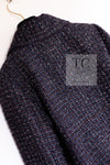 CHANEL 14B Navy Purple Metallic Tweed Jacket 36 38 シャネル ネイビー パープル メタリック ツイード ジャケット 即発
