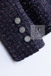 CHANEL 14B Navy Purple Metallic Tweed Jacket 36 38 シャネル ネイビー パープル メタリック ツイード ジャケット 即発