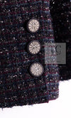 CHANEL 14B Navy Purple Metallic Tweed Jacket 36 38 シャネル ネイビー パープル メタリック ツイード ジャケット 即発