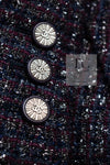 CHANEL 14B Navy Purple Metallic Tweed Jacket 36 38 シャネル ネイビー パープル メタリック ツイード ジャケット 即発