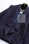CHANEL 14B Navy Purple Metallic Tweed Jacket 36 38 シャネル ネイビー パープル メタリック ツイード ジャケット 即発