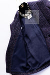 CHANEL 14B Navy Purple Metallic Tweed Jacket 36 38 シャネル ネイビー パープル メタリック ツイード ジャケット 即発