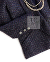 CHANEL 14B Navy Purple Metallic Tweed Jacket 36 38 シャネル ネイビー パープル メタリック ツイード ジャケット 即発