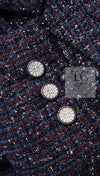 CHANEL 14B Navy Purple Metallic Tweed Jacket 36 38 シャネル ネイビー パープル メタリック ツイード ジャケット 即発