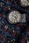 CHANEL 14B Navy Purple Metallic Tweed Jacket 36 38 シャネル ネイビー パープル メタリック ツイード ジャケット 即発