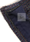 CHANEL 14B Navy Purple Metallic Tweed Jacket 36 38 シャネル ネイビー パープル メタリック ツイード ジャケット 即発