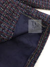 CHANEL 14B Navy Purple Metallic Tweed Jacket 36 38 シャネル ネイビー パープル メタリック ツイード ジャケット 即発