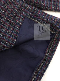 CHANEL 14B Navy Purple Metallic Tweed Jacket 36 38 シャネル ネイビー パープル メタリック ツイード ジャケット 即発